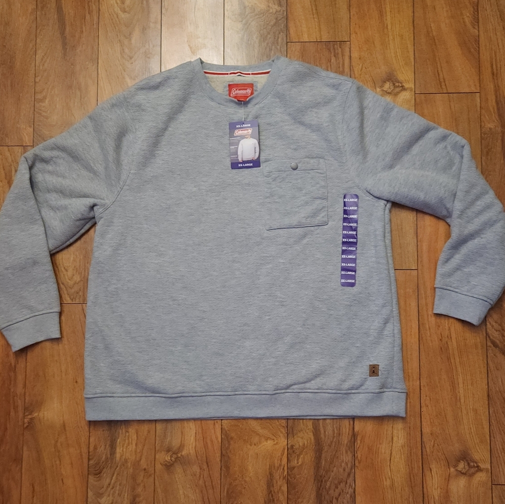 Coleman Light Gray Crewneck Waffle Knit Sweatshirt With Sherpa Lining Mens 2XL